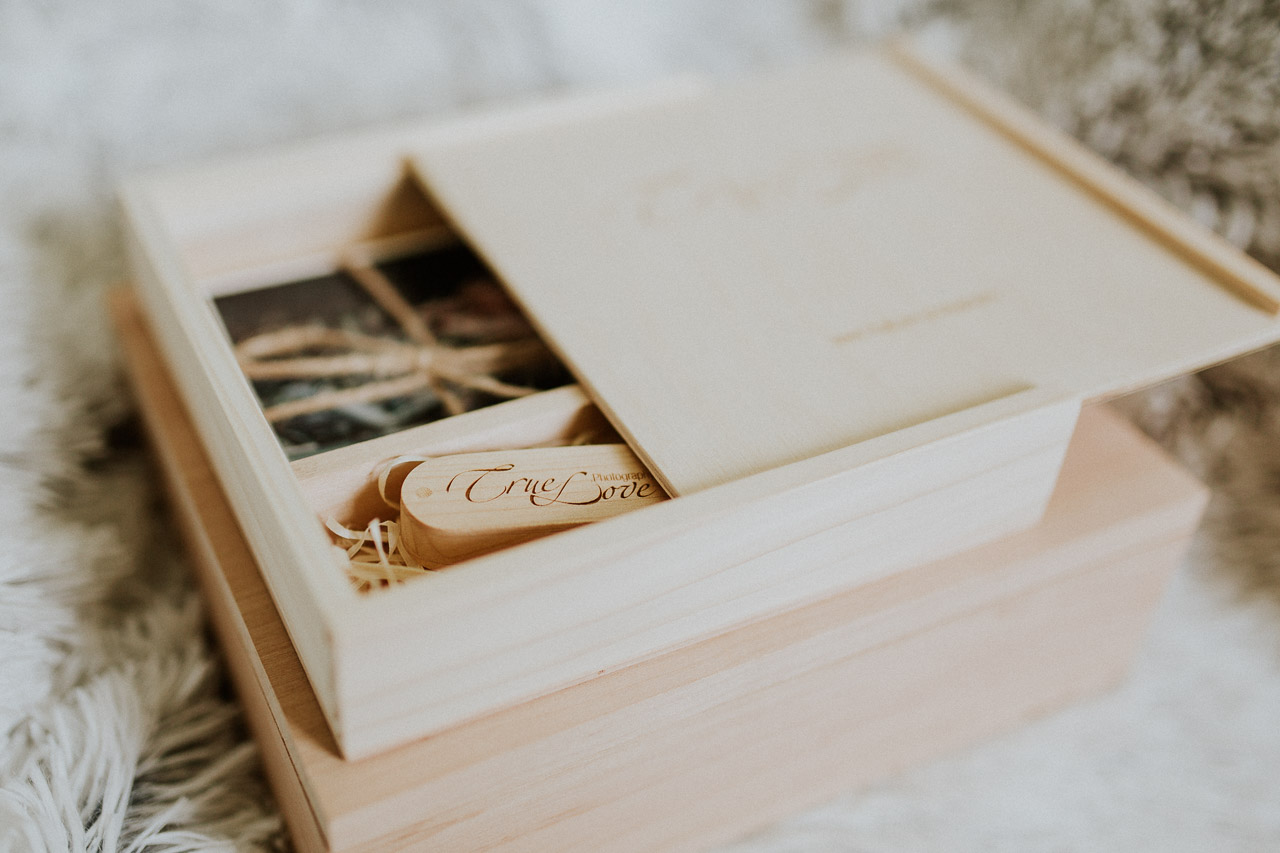 Packaging For Your Wedding Photographs - Wooden Box and USB Drive